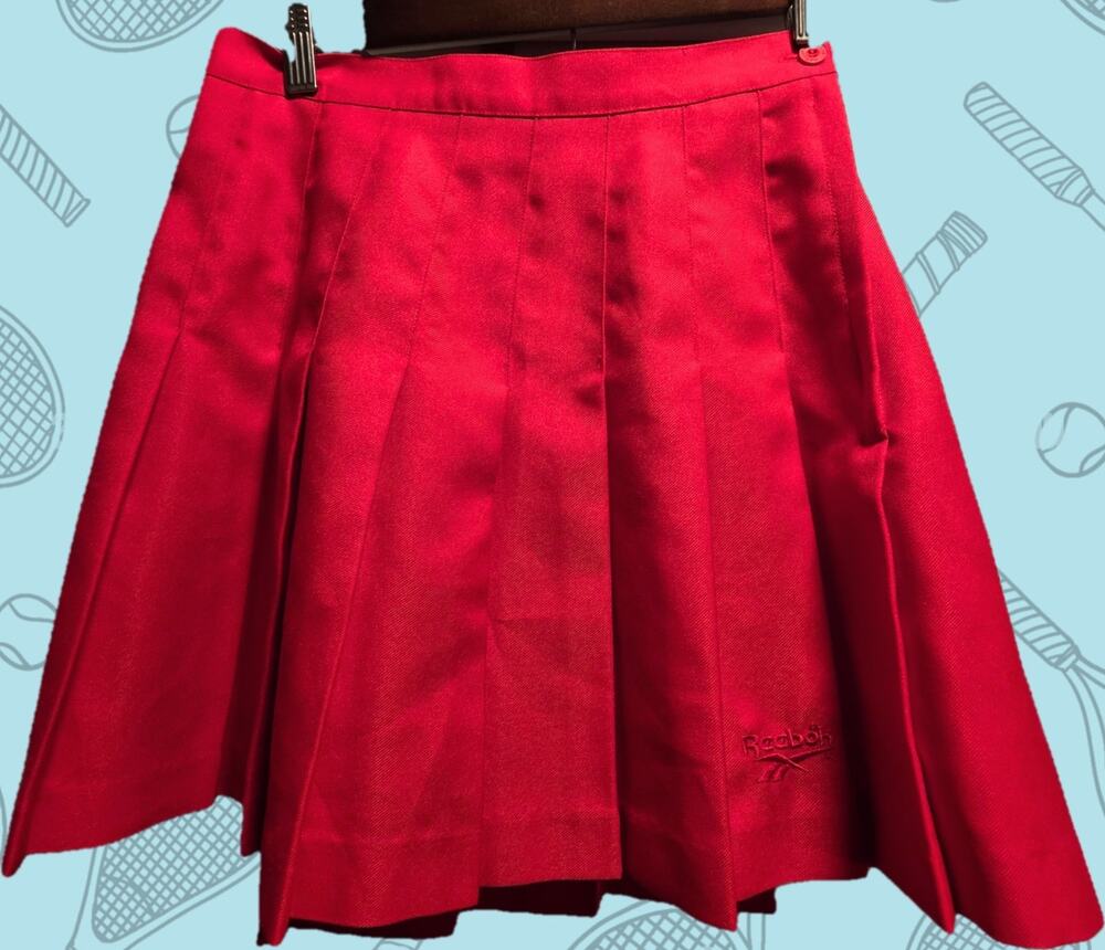 Reebok Women's Red Pleated Skirt Twill Polyester Button Closure Size 12